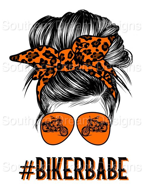 Biker Babe Png Messy Bun Sublimation Waterslide Digital Etsy