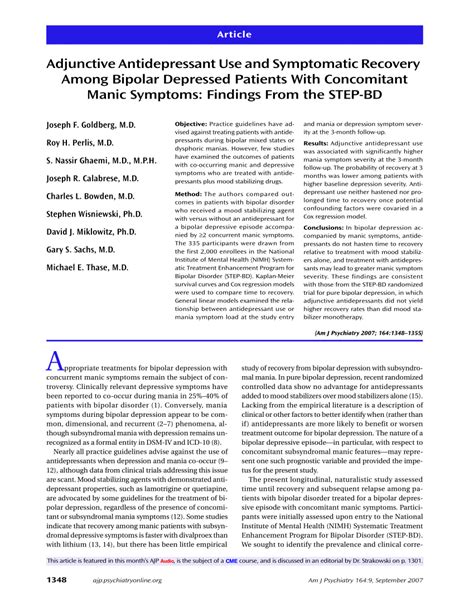 PDF Adjunctive Antidepressant Use And Symptomatic Recovery Among