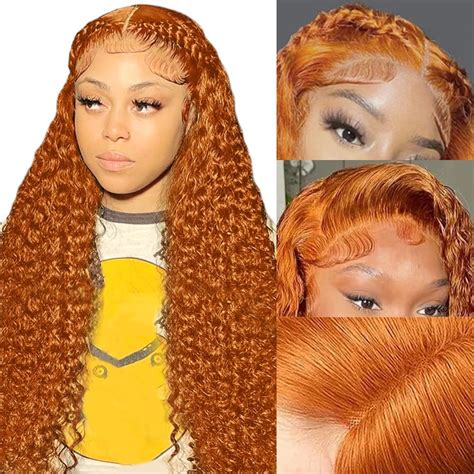 Ginger Orange Curly Lace Front Wig Human Hair 13x4 Hd Lace Frontal Deep Wave Wigs