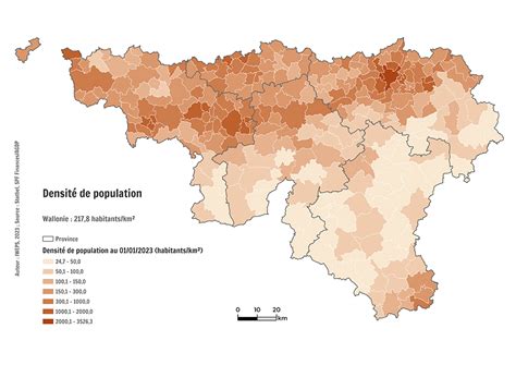 Densité de population en Wallonie Iweps