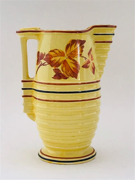 Burleigh Ware Ribbed Art Deco S Autumn Leaves Jug Etsy Uk