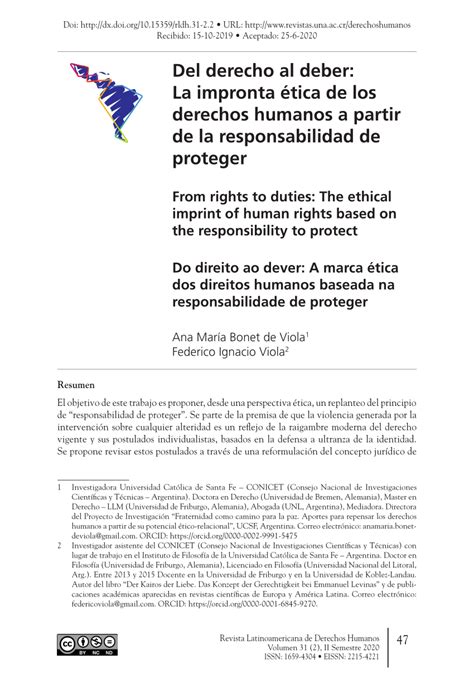 Pdf Del Derecho Al Deber La Impronta ética De Los Derechos Humanos A