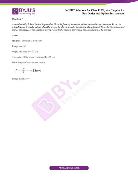 Ncert Solutions For Class 12 Physics Chapter 9 Ray Optics And Optical