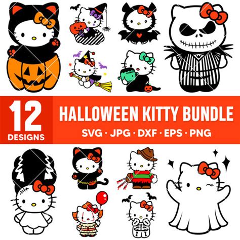 Hello Kitty Halloween Bundle Svg Kitty Halloween Svg Horro Inspire