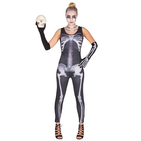 Sexy Skelett Jumpsuit Frauenkostüm Kostüm Halloween Karneval Fasching Damen Ebay