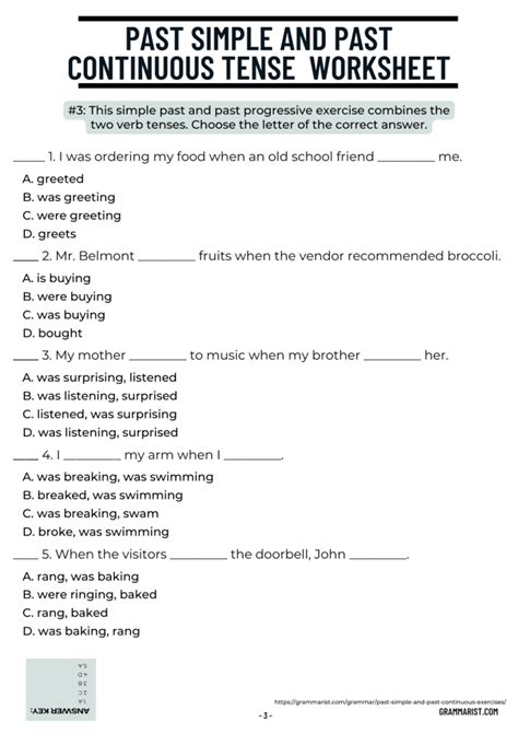 Past Simple And Past Continuous Tense Exercises