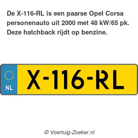 Kenteken X 116 RL Opel Corsa Auto X116RL Voertuig Zoeker Nl