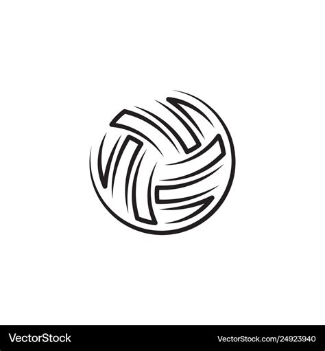 Volleyball Ball Black Icon Logo Royalty Free Vector Image