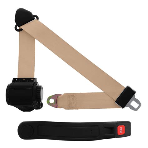 3 Point Retractable Seat Belt Push Button Desert Tan