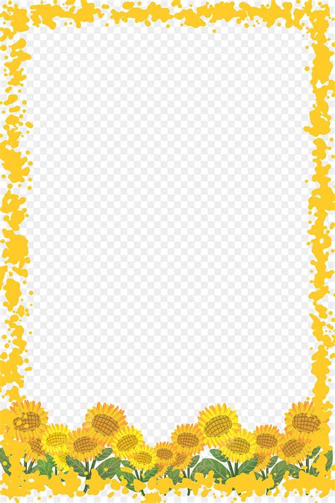 Small Fresh Yellow Sunflower Border Elegant Spring Forest Flowers Png Pequena Fronteira De