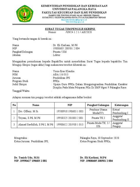 Surat Penguji Skripsi Dan Ijin Sidang Pdf