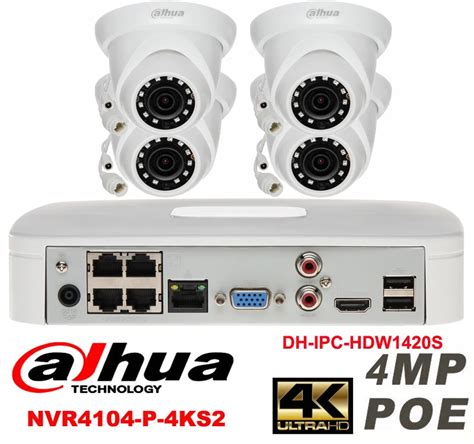 Dahua Original 4CH 4MP H2 64 DHI IPC HDW1420S 4pcs Onvif Network Camera