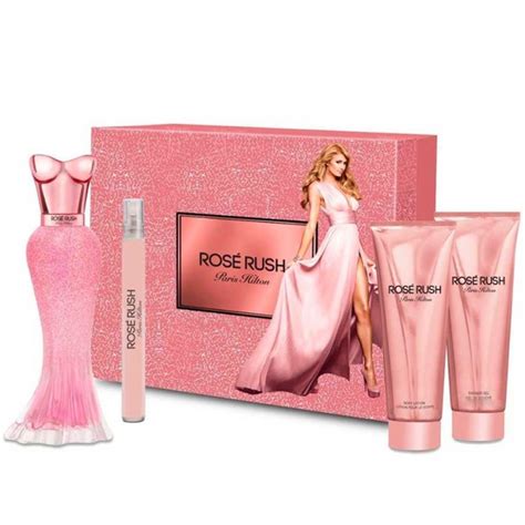 Set Rose Rush Paris Hilton 4 Pzas Perfumes Importados