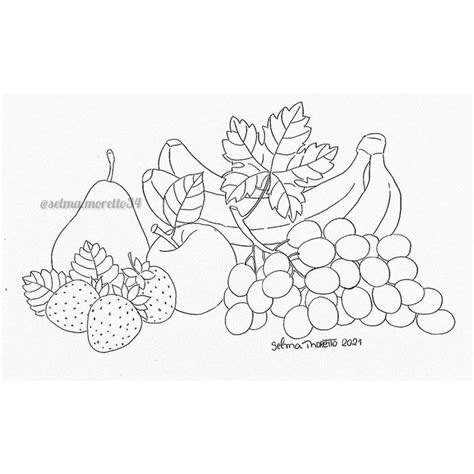 A Black And White Drawing Of Fruit