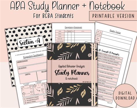 Printable Bcba Study Notebook And Planner Bcba Notebook Study Prep For