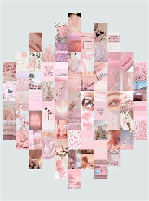 Dreamy Pink Wall Collage Kit Digital Download 70pcs Pink Etsy Norway Diy Wall Collage Wall