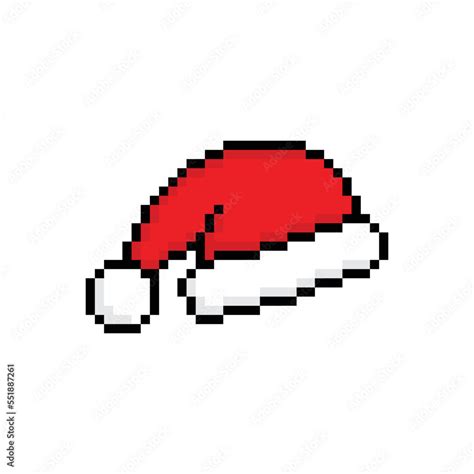 Pixel Christmas Hat Icon Vector Pixel Art Christmas Hat Bit Logo For