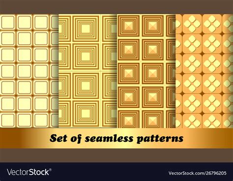 Set Golden Geometric Seamless Patterns Royalty Free Vector