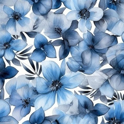 Premium Ai Image A Seamless Pattern With Blue Flowers