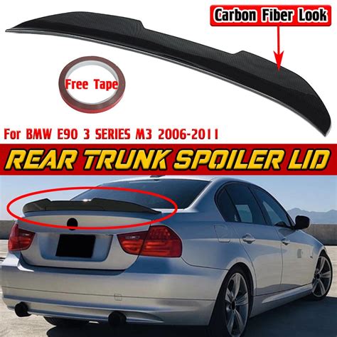 Blackcarbon Fiber Look E90 Car Rear Trunk Lip Spoiler Wing Lip Psm Style Rear Wing Spoiler For