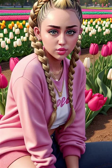 Dopamine Girl A Digital Painting Of Miley Cyrus Wearing Burger