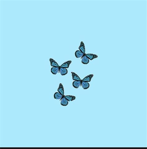 Three Blue Butterflies Flying In The Sky