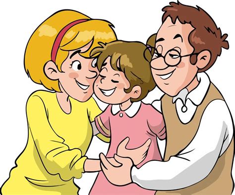 happy cute family hugging each other cartoon vector illustration ...