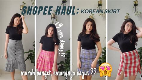 SHOPEE HAUL KOREAN SKIRT DIBAWAH 40 RIBU MOTIF KOTAK KOTAK ROK ALA