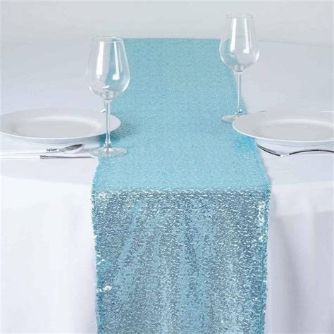 Serenity Blue Sequin Table Runners Table Top Wedding Catering Party Decorations 108x12 This