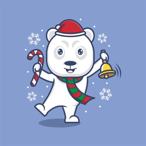 cute cartoon polar bear on christmas 20792373 Vector Art at Vecteezy