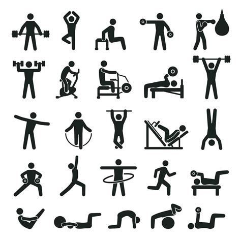 Sport Training Workout Icon Fitness Exercising Pictograms People