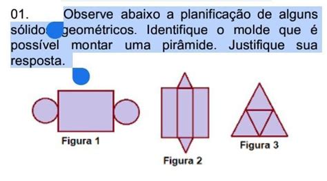 Observe Abaixo A Planificação De Alguns Sólidos Geométricos