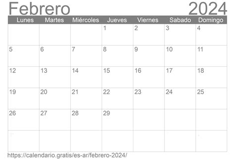 Almanaque Febrero 2024 Argentina Image To U