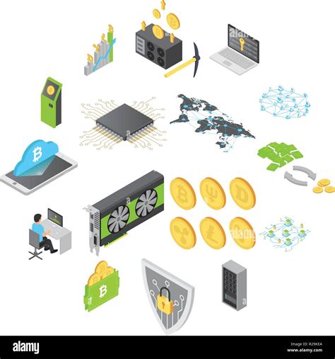 Los Iconos De La Tecnolog A Blockchain Set Ilustraci N De