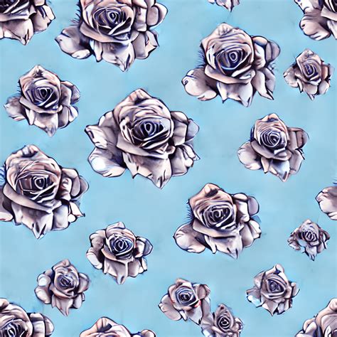 Vintage Dusky Blue Background With Roses Graphic · Creative Fabrica