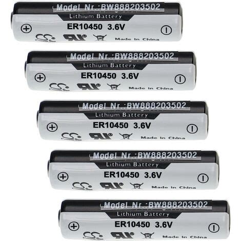 Vhbw 5x Piles ER10450 Piles Primaires 700mAh 3 6V Li SOCl2