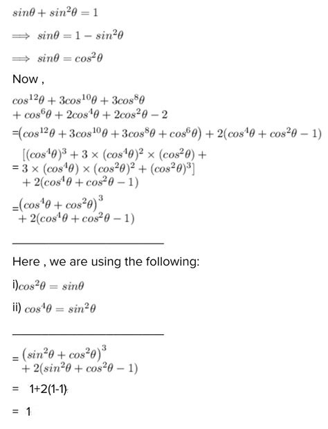 Sin Theta Sin Square Theta Equal To Then Prove That Cos Theta