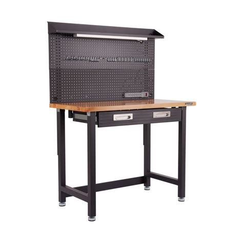 Seville Classics Ultrahd Lighted Workcenter W Wood Top And Pegboard Graphite Foter