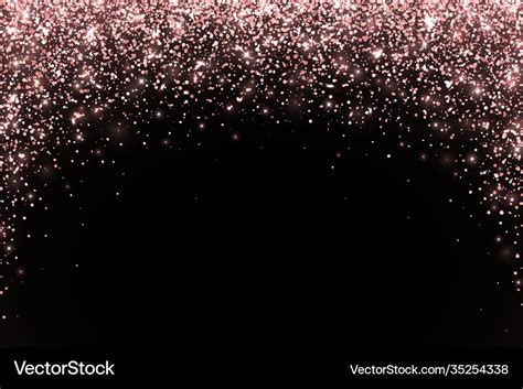 Rose gold falling particles on black background Vector Image