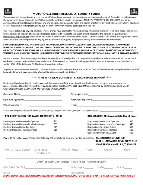 Property Release Of Liability Form Free Printable Documents