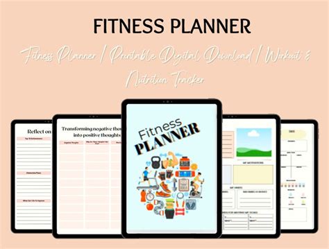 Fitness Planner Printable Digital Download Workout And Nutrition Tracker