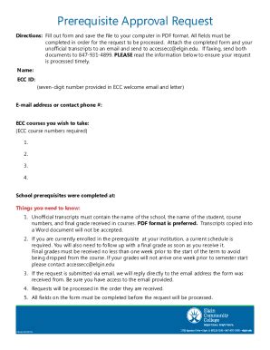 Fillable Online Prerequisite Approval Request Form Fax Email Print