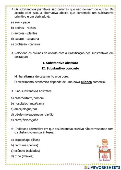 Classificação Dos Substantivos 5 Ano - Classificação dos substantivos | Substantivo, Substantivos abstratos ...