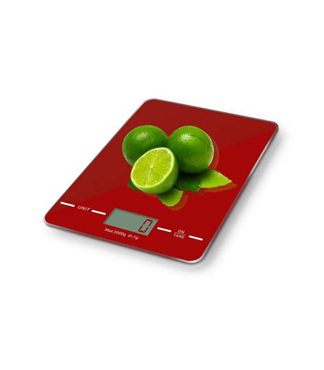 BALANZA PESA DIGITAL COCINA VIDRIO SLIM 5 KILOS RED