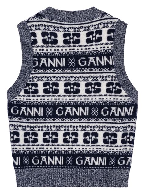 GANNI Logo Intarsia Knitted Vest Farfetch