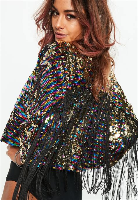 Black Sequin Fringe Festival Jacket Missguided Festival Jacket Edm Festival Outfit Summer