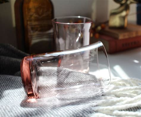 Vintage Pink Depression Glass Water Glasses Etsy