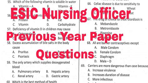 Esic Nursing Officer Exams July Previous Years Solved Questions