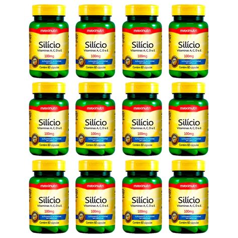 Kit Atacado 12 Silício Vitaminas 60 cápsulas Maxinutri Submarino