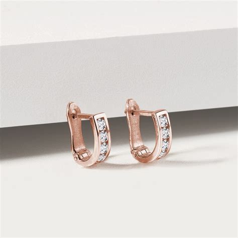 Rose Gold Diamond Huggie Earrings KLENOTA